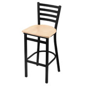 400 Stationary Stool with Black Wrinkle Finish and Natural Maple Seat, AGS-40025BWNatMpl