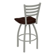410 Jackie Swivel Stool with Anodized Nickel Finish and Dark Cherry Maple Seat, AGS-41025ANDCMpl