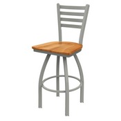 410 Jackie Swivel Stool with Anodized Nickel Finish and Medium Maple Seat, AGS-41025ANMedMpl