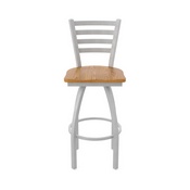 410 Jackie Swivel Stool with Anodized Nickel Finish and Medium Oak Seat, AGS-41025ANMedOak