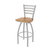 410 Jackie Swivel Stool with Anodized Nickel Finish and Medium Oak Seat, AGS-41025ANMedOak