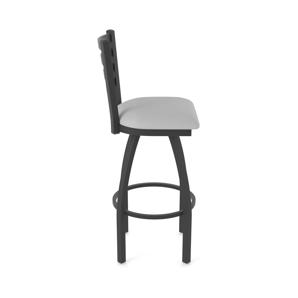 410 Jackie Swivel Stool with Black Wrinkle Finish and Canter Folkstone Grey Seat, AGS-41025BW007
