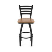 410 Jackie 36" Swivel Bar Stool with Black Wrinkle Finish and Medium Maple Seat, 41036BWMedMpl