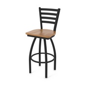 410 Jackie 36" Swivel Bar Stool with Black Wrinkle Finish and Medium Maple Seat, 41036BWMedMpl