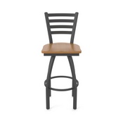 410 Jackie Swivel Stool with Pewter Finish and Medium Maple Seat, AGS-41025PWMedMpl