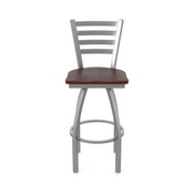 410 Jackie Swivel Stool with Stainless Finish and Dark Cherry Oak Seat, AGS-41025SSDCOak