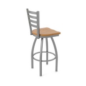 410 Jackie Swivel Stool with Stainless Finish and Medium Oak Seat, AGS-41025SSMedOak