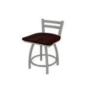 411 Jackie 18" Low Back Swivel Vanity Stool with Anodized Nickel Finish and Dark Cherry Oak Seat, 41118ANDCOak