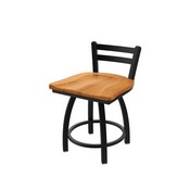 411 Jackie Low Back Swivel Stool with Black Wrinkle Finish and Medium Maple Seat, AGS-41118BWMedMpl