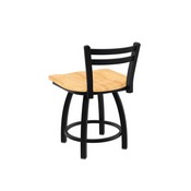 411 Jackie Low Back Swivel Stool with Black Wrinkle Finish and Natural Maple Seat, AGS-41118BWNatMpl