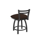 411 Jackie 18" Low Back Swivel Vanity Stool with Pewter Finish and Rein Coffee Seat, 41118PW025