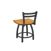 411 Jackie 18" Low Back Swivel Vanity Stool with Pewter Finish and Medium Oak Seat, 41118PWMedOak