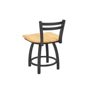 411 Jackie 18" Low Back Swivel Vanity Stool with Pewter Finish and Natural Oak Seat, 41118PWNatOak