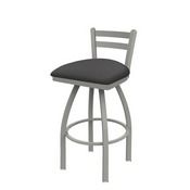 411 Jackie Low Back Swivel Stool with Anodized Nickel Finish and Canter Storm Seat, AGS-41125AN004