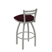 411 Jackie Low Back Swivel Stool with Anodized Nickel Finish and Canter Bordeaux Seat, AGS-41125AN005