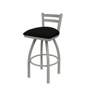411 Jackie Low Back Swivel Stool with Anodized Nickel Finish and Black Vinyl Seat, AGS-41125ANBlkVinyl