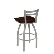 411 Jackie Low Back Swivel Stool with Anodized Nickel Finish and Dark Cherry Maple Seat, AGS-41125ANDCMpl