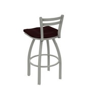411 Jackie Low Back Swivel Stool with Anodized Nickel Finish and Dark Cherry Oak Seat, AGS-41125ANDCOak