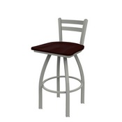 411 Jackie Low Back Swivel Stool with Anodized Nickel Finish and Dark Cherry Oak Seat, AGS-41125ANDCOak