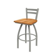 411 Jackie Low Back Swivel Stool with Anodized Nickel Finish and Medium Maple Seat, AGS-41125ANMedMpl