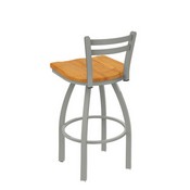 411 Jackie Low Back Swivel Stool with Anodized Nickel Finish and Medium Oak Seat, AGS-41125ANMedOak