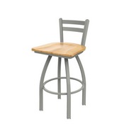 411 Jackie Low Back Swivel Stool with Anodized Nickel Finish and Natural Maple Seat, AGS-41125ANNatMpl