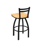411 Jackie Low Back Swivel Stool with Black Wrinkle Finish and Natural Maple Seat, AGS-41118BWNatMpl