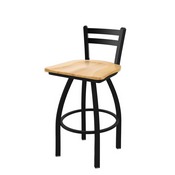 411 Jackie Low Back Swivel Stool with Black Wrinkle Finish and Natural Maple Seat, AGS-41118BWNatMpl