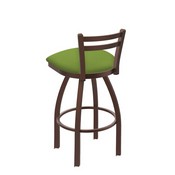 411 Jackie Low Back Swivel Stool with Bronze Finish and Canter Kiwi Green Seat, AGS-41125BZ009