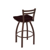 411 Jackie Low Back Swivel Stool with Bronze Finish and Dark Cherry Oak Seat, AGS-41125BZDCOak