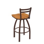 411 Jackie Low Back Swivel Stool with Bronze Finish and Medium Maple Seat, AGS-41125BZMedMpl