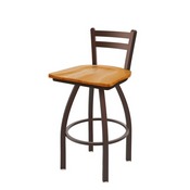 411 Jackie Low Back Swivel Stool with Bronze Finish and Medium Oak Seat, AGS-41125BZMedOak