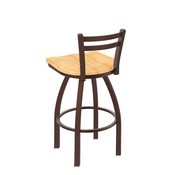 411 Jackie Low Back Swivel Stool with Bronze Finish and Natural Maple Seat, AGS-41125BZNatMpl