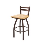 411 Jackie Low Back Swivel Stool with Bronze Finish and Natural Maple Seat, AGS-41125BZNatMpl