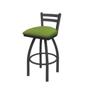 411 Jackie Low Back Swivel Stool with Pewter Finish and Canter Kiwi Green Seat, AGS-41125PW009