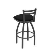 411 Jackie Low Back Swivel Stool with Pewter Finish and Black Vinyl Seat, AGS-41125PWBlkVinyl