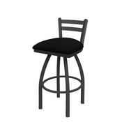 411 Jackie Low Back Swivel Stool with Pewter Finish and Black Vinyl Seat, AGS-41125PWBlkVinyl