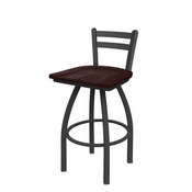 411 Jackie Low Back Swivel Stool with Pewter Finish and Dark Cherry Maple Seat, AGS-41125PWDCMpl