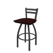 411 Jackie Low Back Swivel Stool with Pewter Finish and Dark Cherry Oak Seat, AGS-41125PWDCOak
