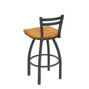 411 Jackie Low Back Swivel Stool with Pewter Finish and Medium Oak Seat, AGS-41125PWMedOak
