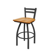 411 Jackie Low Back Swivel Stool with Pewter Finish and Medium Oak Seat, AGS-41125PWMedOak