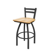 411 Jackie Low Back Swivel Stool with Pewter Finish and Natural Oak Seat, AGS-41125PWNatOak