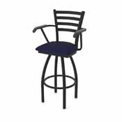 415 Jackie with Arms Swivel Stool with Black Wrinkle Finish and Canter Twilight Seat, AGS-41525BW002