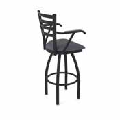 415 Jackie with Arms Swivel Stool with Black Wrinkle Finish and Canter Storm Seat, AGS-41525BW004
