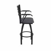 415 Jackie with Arms Swivel Stool with Black Wrinkle Finish and Canter Storm Seat, AGS-41525BW004