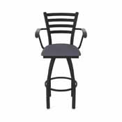415 Jackie with Arms Swivel Stool with Black Wrinkle Finish and Canter Storm Seat, AGS-41525BW004