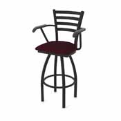 415 Jackie with Arms Swivel Stool with Black Wrinkle Finish and Canter Bordeaux Seat, AGS-41525BW005
