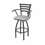 415 Jackie with Arms Swivel Stool with Black Wrinkle Finish and Canter Folkstone Grey Seat, AGS-41525BW007