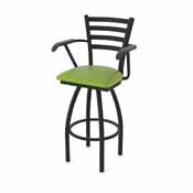415 Jackie with Arms Swivel Stool with Black Wrinkle Finish and Canter Kiwi Green Seat, AGS-41525BW009