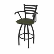 415 Jackie with Arms Swivel Stool with Black Wrinkle Finish and Canter Pine Seat, AGS-41525BW010